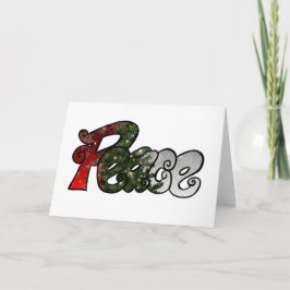 Tarjeta Árbol de navidades de plata verde roja de paz