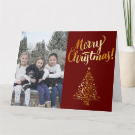 Tarjeta Árbol de oro de fotos navideñas