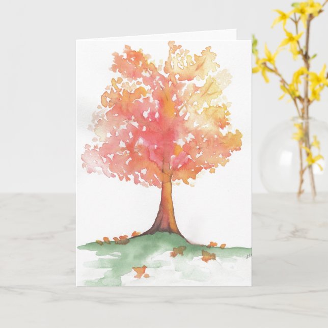 Tarjeta Árbol de Otoño (flor amarilla)