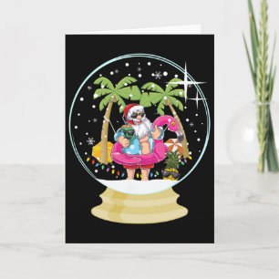 Tarjeta Árbol de Palma de Navidad Playa de Surf Nieve Glob