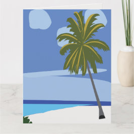 Tarjeta Árbol de Palma de Vacaciones en la Playa Saludo de
