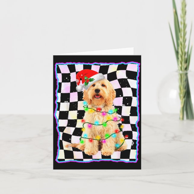 Tarjeta Árbol de perro Goldendoodle Navidad Xmas Regalo pa (Anverso)