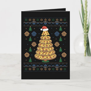 Tarjeta Árbol de Pizza de Navidad Sombrero de Santa Jersey