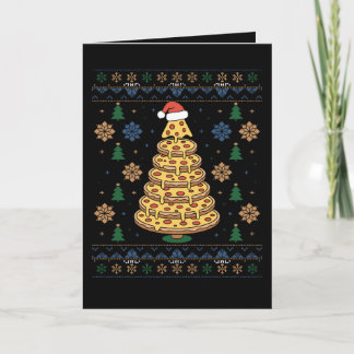 Tarjeta Árbol de Pizza de Navidad Sombrero de Santa Jersey