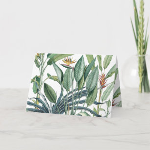 Tarjeta Árbol de plátano de selva tropical verde Strelitzi