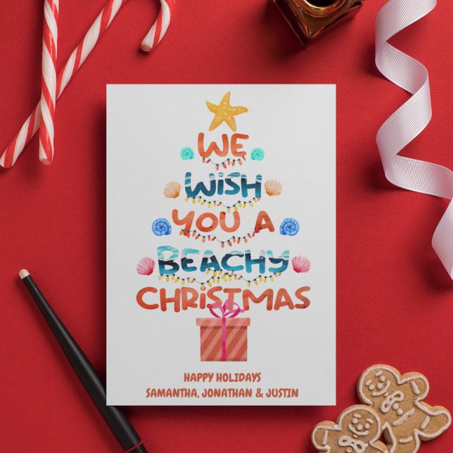 Tarjeta Árbol de playa tropical de navidades (Subido por el creador)