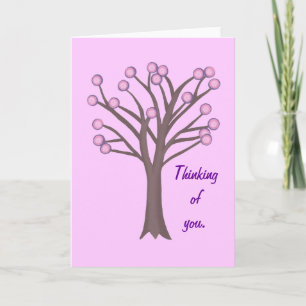 Tarjeta Árbol de puntos de polka rosa pensando en tus tarj