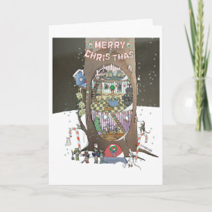 Tarjeta Árbol de Ratón de Navidad
