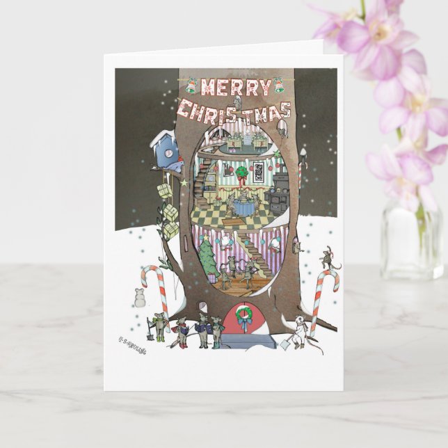 Tarjeta Árbol de ratón Navidades (Orquídea)