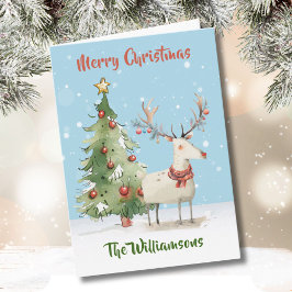 Tarjeta Árbol de renos de color azul oscuro y original