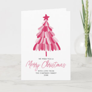 Tarjeta Árbol de vacaciones de Navidades rosados