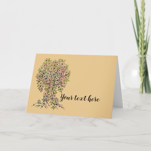 Tarjeta Árbol De Vida - Espirales Salen Frutas 1 (Anverso)