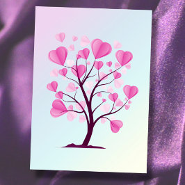 Tarjeta Árbol del Amor Árbol de Corazones Acuarela Pastel 