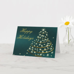 Tarjeta árbol dorado corporativo felices fiestas