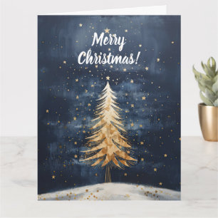 Tarjeta Árbol Dorado Feliz Navidad