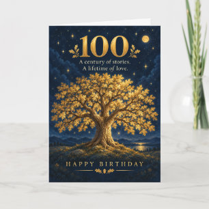 Tarjeta Árbol Dorado Un Siglo de Historias Cumpleaños 100