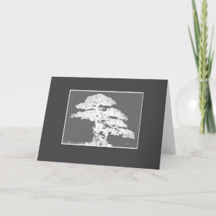 Tarjeta arbol elegante de Bonsai gris y blanco blanco en b
