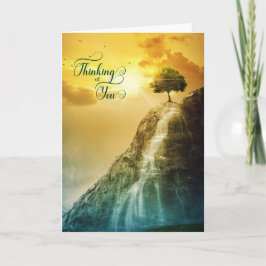 Tarjeta Árbol en una cascada de montaña pensando en ti