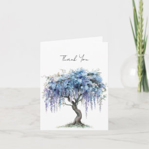 Tarjeta Árbol florecido púrpura romántico boda agradecimie