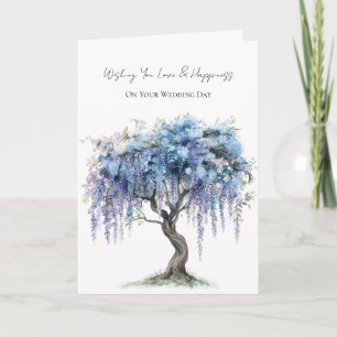 Tarjeta Árbol floreciendo púrpura romántico boda