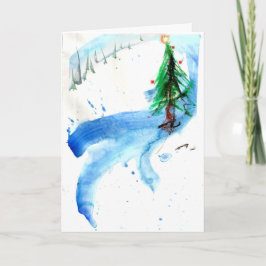 Tarjeta Árbol navideño contemporáneo en un mar de árboles