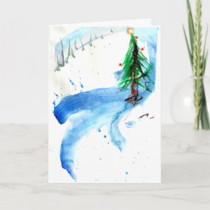 Tarjeta Árbol navideño contemporáneo en un mar de árboles