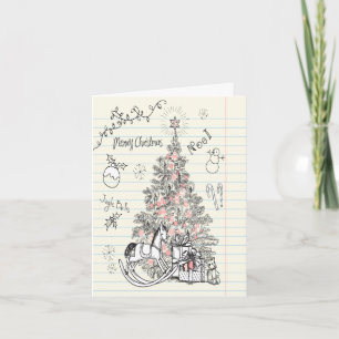 Tarjeta Árbol navideño esgrimido por la mano