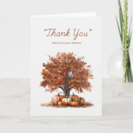 Tarjeta Árbol otoñal acuarela con calabazas