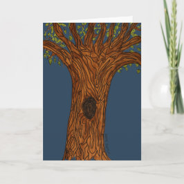 Tarjeta Árbol retorcido con fondo azul - Blanco