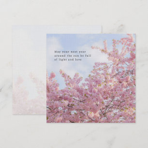 Tarjeta Árbol rosa soñador, estética de primavera, saludo