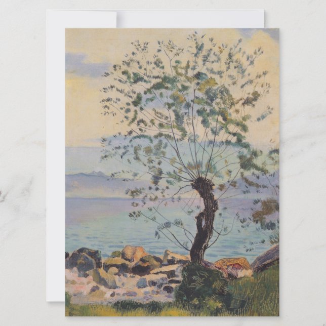 Tarjeta Árbol silvestre junto al lago (paisaje suizo) (Anverso)