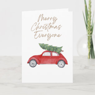 Tarjeta Árbol simple de Navidad en el techo del auto