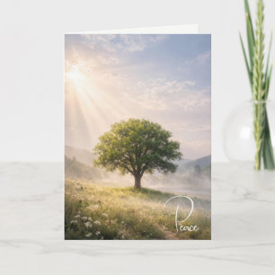 Tarjeta Árbol solitario de simpatía con rayos de sol
