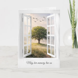 Tarjeta Árbol solitario de simpatía en una ventana 
