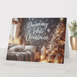 Tarjeta Árbol tradicional de Navidad con copos de nieve