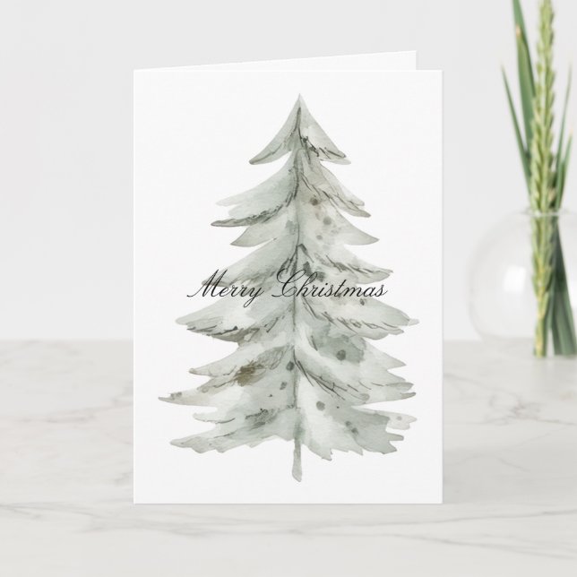 Tarjeta Árbol verde blanco navidades (Anverso)