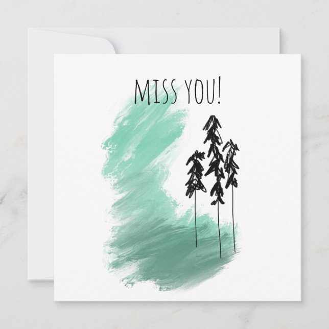 Tarjeta Árbol verde escandinavo arte simple menta moderna (Anverso)