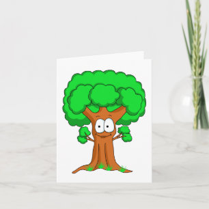 Tarjeta Árbol verde lindo feliz y caprichoso