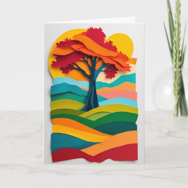 Tarjeta Árbol vibrante de otoño (Anverso)