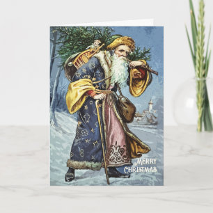 Tarjeta Árbol y juguetes navideños del Padre Azul de la Vi