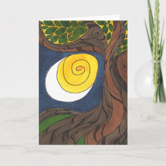 Tarjeta Árbol y sol/luna de nafta, notecard