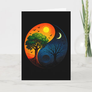 Tarjeta Árbol Yin Yang - Símbolo budista de meditación yog