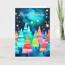 Tarjeta Árboles abstractos de Feliz Navidad