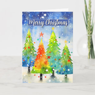 Tarjeta Árboles abstractos de Feliz Navidad
