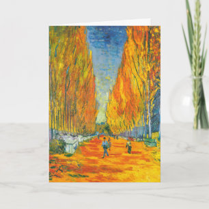 Tarjeta Árboles álamos de otoño amarillo dorado Van Gogh V