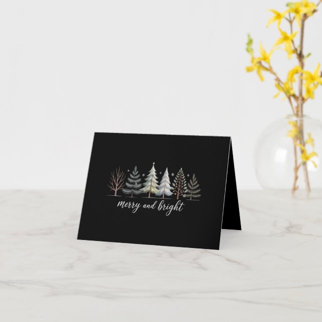 Tarjeta Árboles alegres y brillantes Navidad Vacaciones In (flor amarilla)