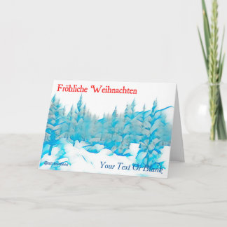 Tarjeta Árboles azules de nieve - Fröhliche Weihnachten