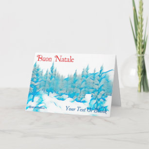 Tarjeta Árboles azules nevados - Buon Natale