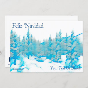 Tarjeta Árboles azules nevados - Feiz Navidad