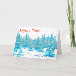Tarjeta Árboles azules nevados - Joyeux Noël